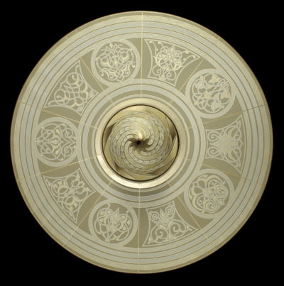 Fortuny Samarkanda Decò silk lamp with disc bottom view