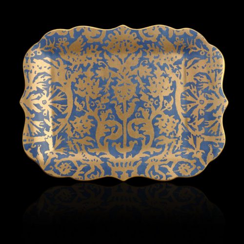 Fortuny Pergolesi rectangular teal blue large platter