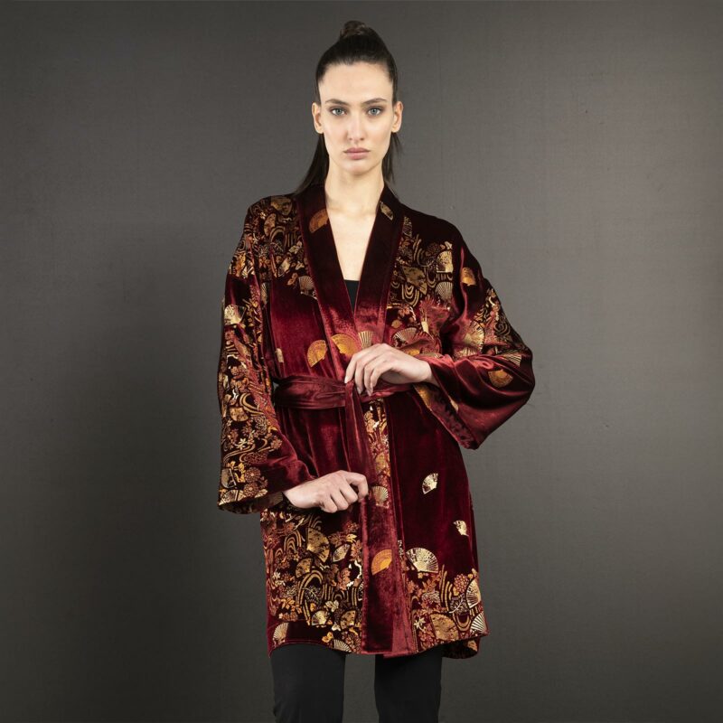 Isabel | Printed velvet Kimono Coat