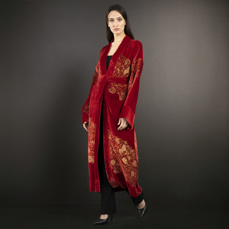 Fortuny printed velvet evening coat