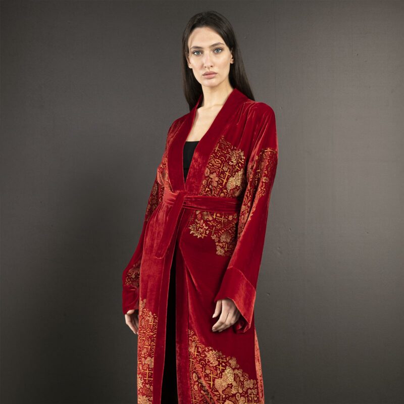 Fortuny printed velvet evening coat