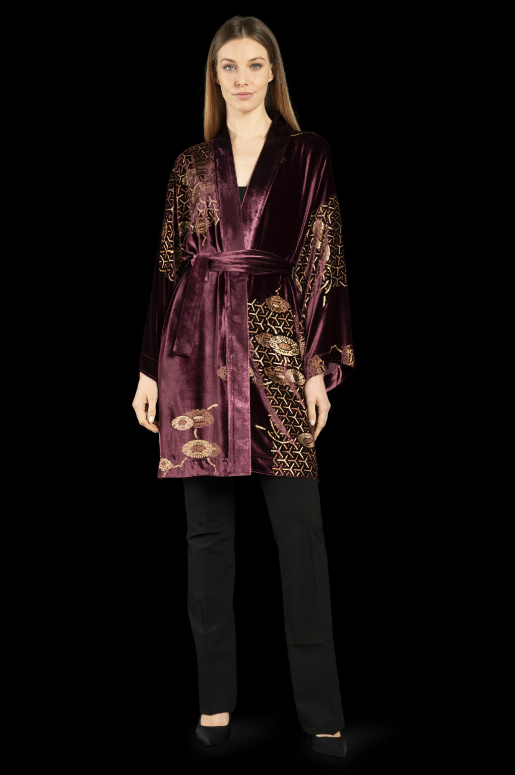 Isabel | Printed velvet Kimono Coat