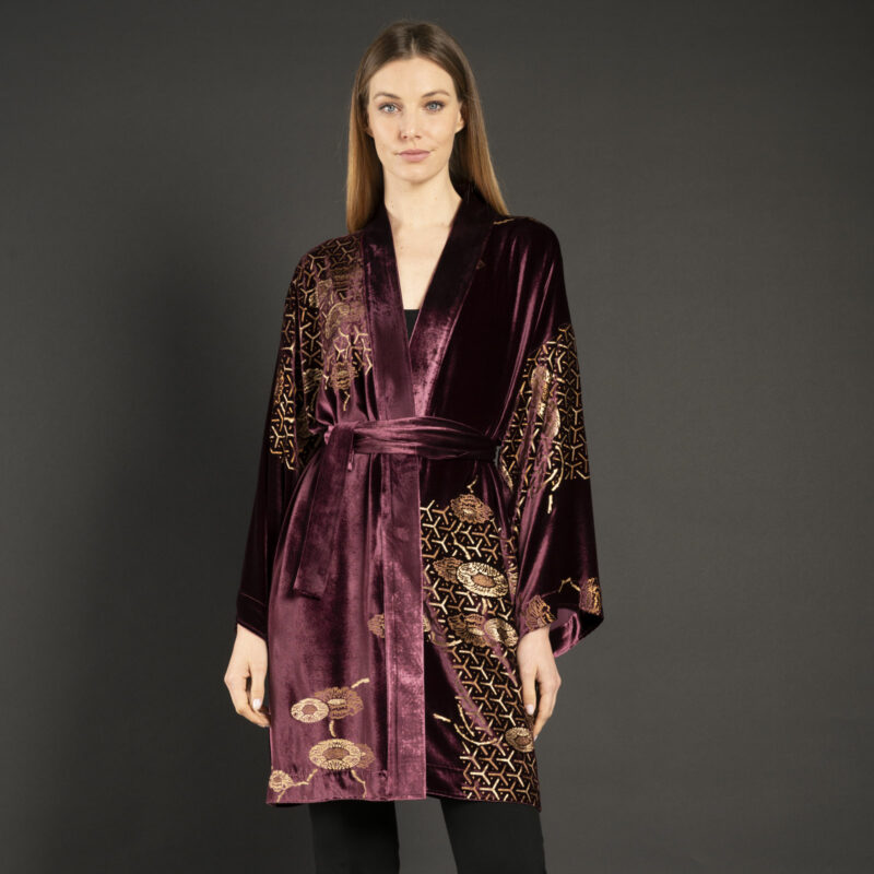 Isabel | Printed velvet Kimono Coat