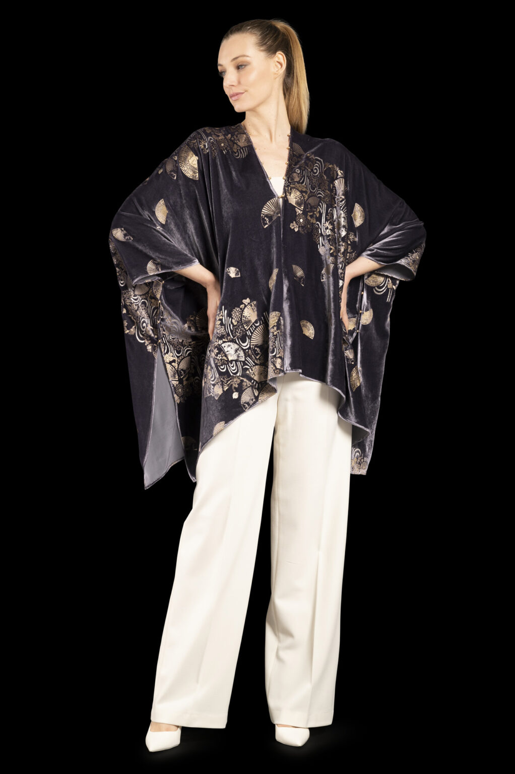 Fortuny printed velvet short evening coat