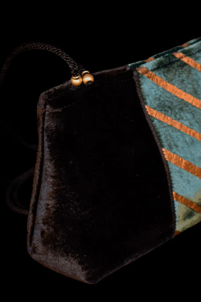 Fortuny Bag Baguette Stripes Black and Teal